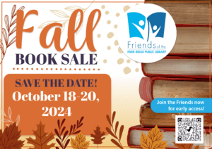 Graphic promoting the Friends Fall Book Sale